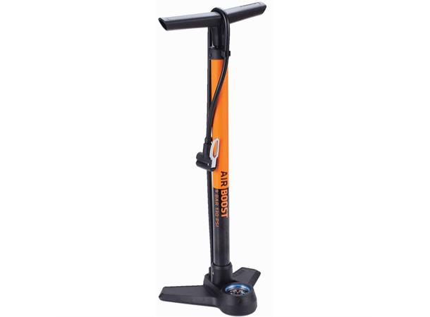 BBB AirBoost BFP-21 Manometerpumpe Orang Stål, 62cm, alle ventiler, 130psi/9bar