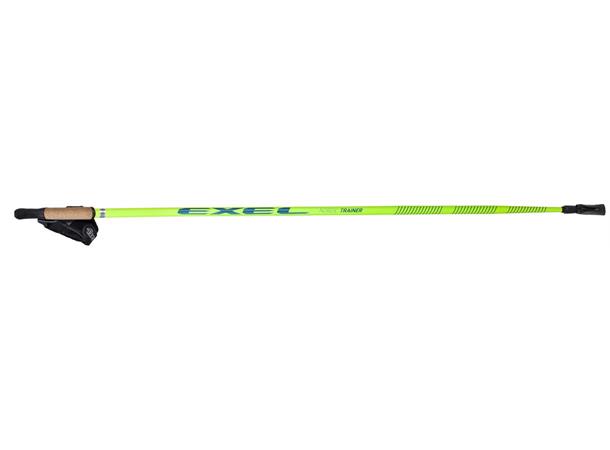 Exel Nordic Trainer Curve 130 cm Lett og stiv gåstav. Neongul og blå.