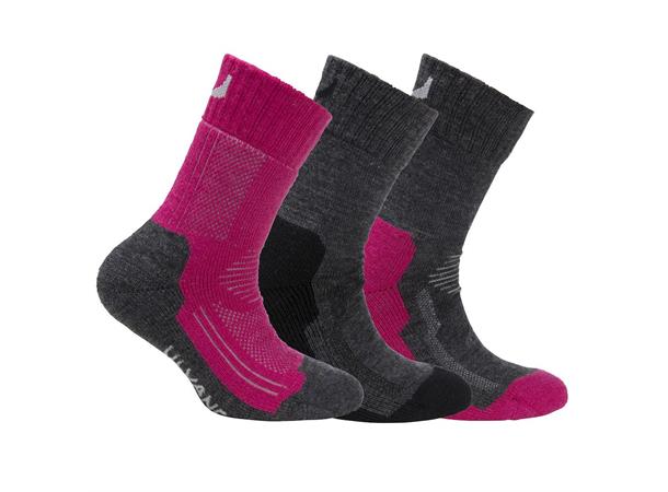 Ulvang Skolestartpakke 3pk 31-33 Charcoal melange/beetroot mix 