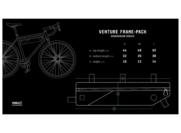 AGU Venture Bikepacking Rammeveske L 5.5L, sort, 210gr, 52 x 14 x 6cm 