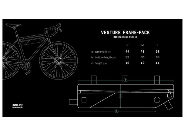 AGU Venture Bikepacking Rammeveske L 5.5L, sort, 210gr, 52 x 14 x 6cm