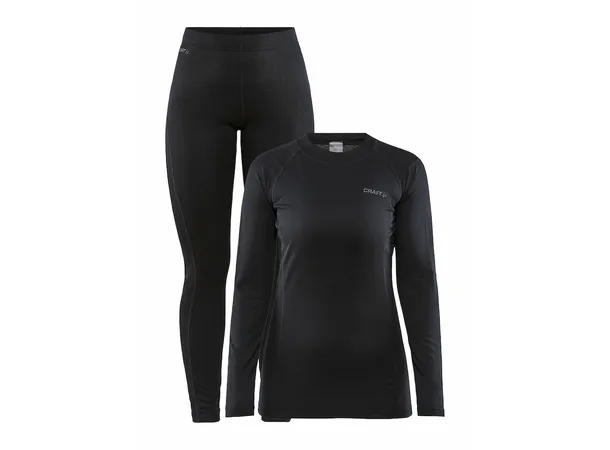 Craft Core Warm Baselayer Set Sort W Varmt superundertøysett til dame 