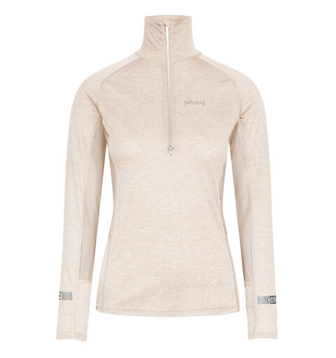 Johaug Aerial Woolmix Halfzip 2.0 Light beige Tynn genser i ullmix stoff