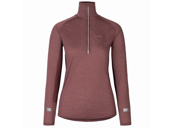 Johaug Aerial Woolmix Half Zip 2.0 Brownish red, Lett og varmende genser 