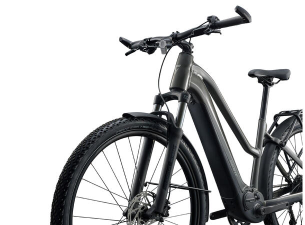 Giant Explore E+ LTD STA S Stealth Chome Allsidig elsykkel med 75 Nm motor 