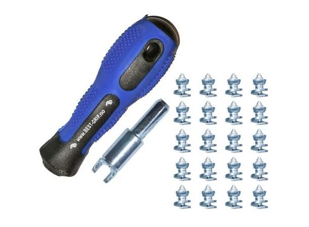 Bestgrip 3040 Pigger kit 20stk pigger, inkl verktøy til montering