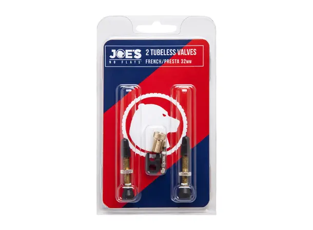 Joe's Tubeless Ventil 32mm PAR Presta, messing, m/ventilinnsats/verktøy 