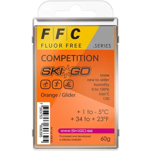 Skigo FFC Orange Glider | +1 / -5 60g, racingglider for ny og eldre snø
