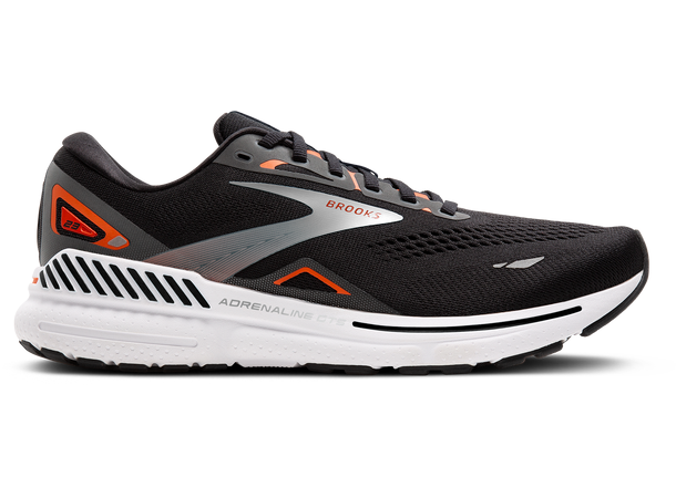Brooks Adrenaline GTS23 Herre Black/mandarin red/silver, stabile sko