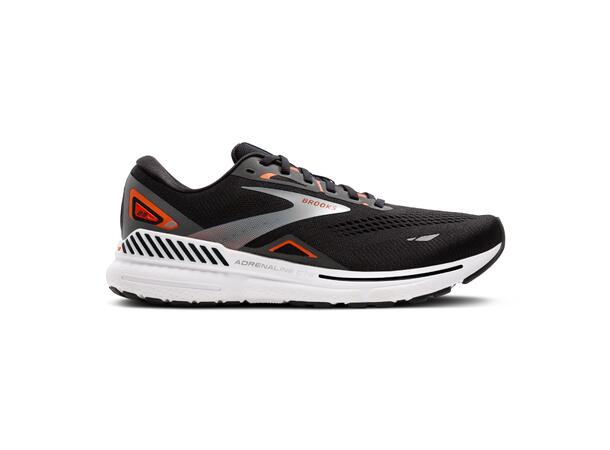Brooks Adrenaline GTS23 Herre Black/mandarin red/silver, stabile sko