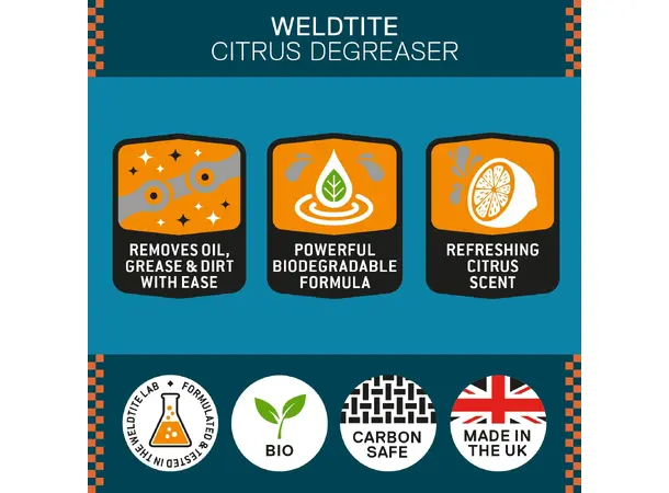 Weldtite Citrus Degreaser Aerosol, 400ml Effektiv sitrusrens for drivverk og kjed 