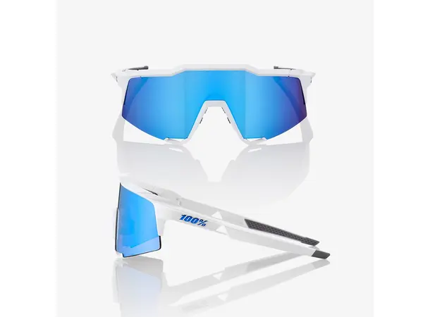 100% Speedcraft Brille Matte white HiPER Blue Multilayer Mirror Lens 